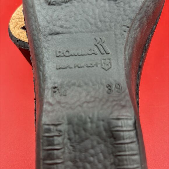 NEW ROMIKA Brown Leather Floral Design Slip On Mules Womans size 39/8 - Picture 7 of 7